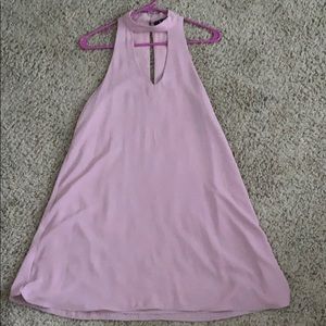 LULU’S DEEP BLUSH DRESS WITH HIGH NECK DEEP V